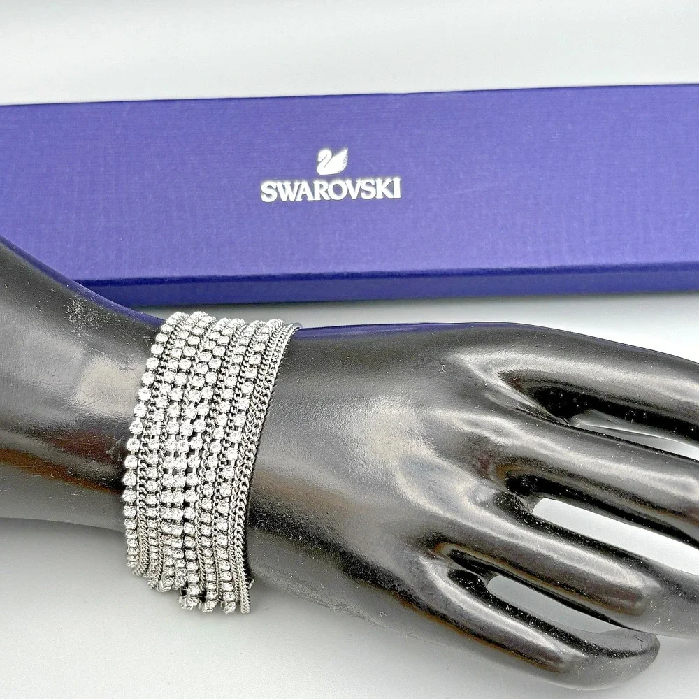 NEW Swarovski Bracelet Multi Strand Glam Rhodium Plated 7